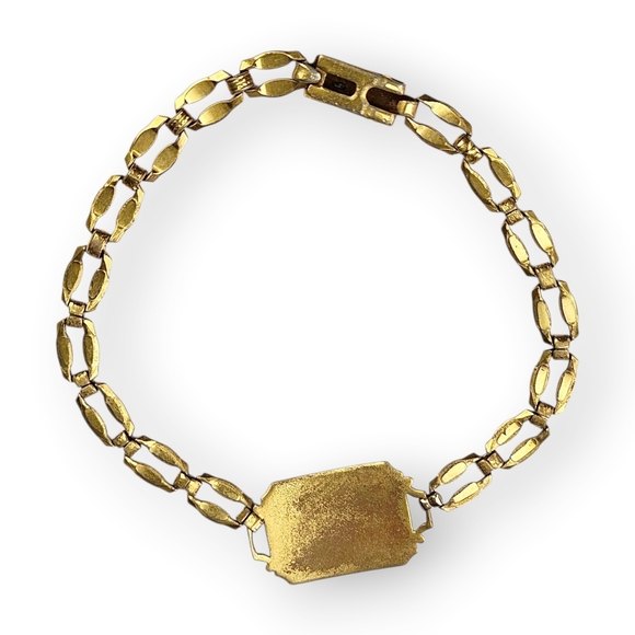 Sigma Phi Epsilon Chain Bracelet Satin Gold Plated Vintage Fraternity Shield 7" - Picture 5 of 10